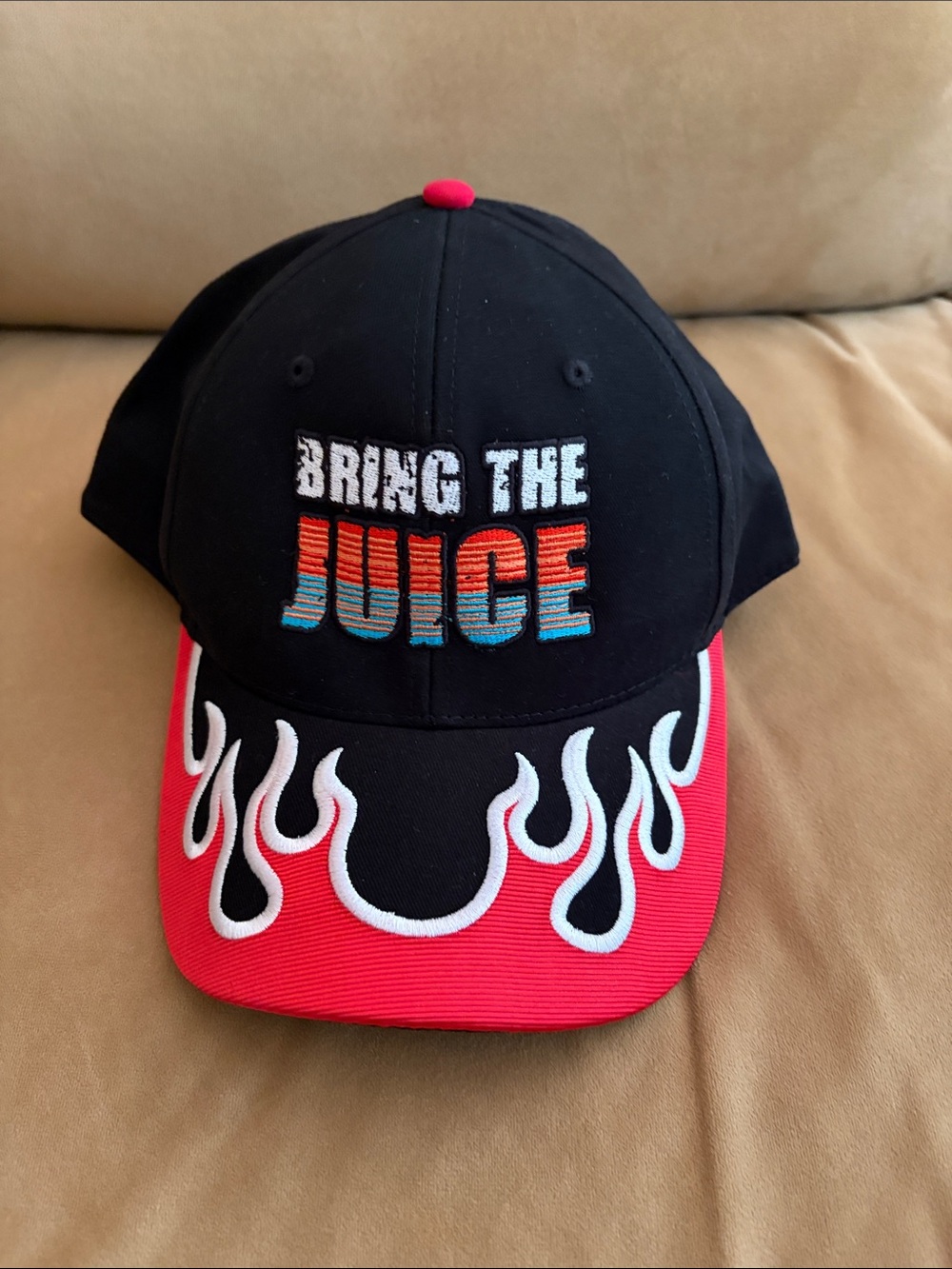 Coca Cola WWE Bring The Juice Black & Red Flame Baseball Cap Trucker Hat New